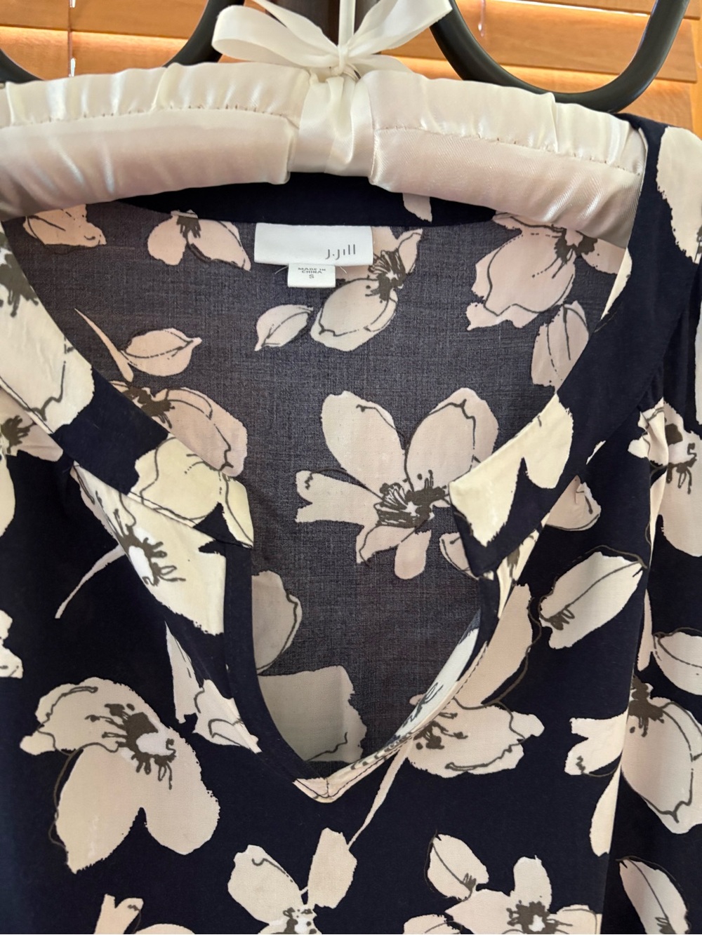 J. Jill Navy and White Floral V-Neck Dress - Picture 2 of 11